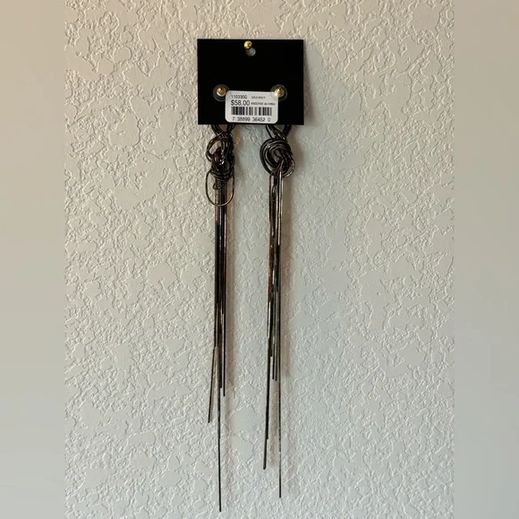 Guess by Marciano Black & 14k Gold Plated Long Dangly String Earrings - Picture 3 of 3